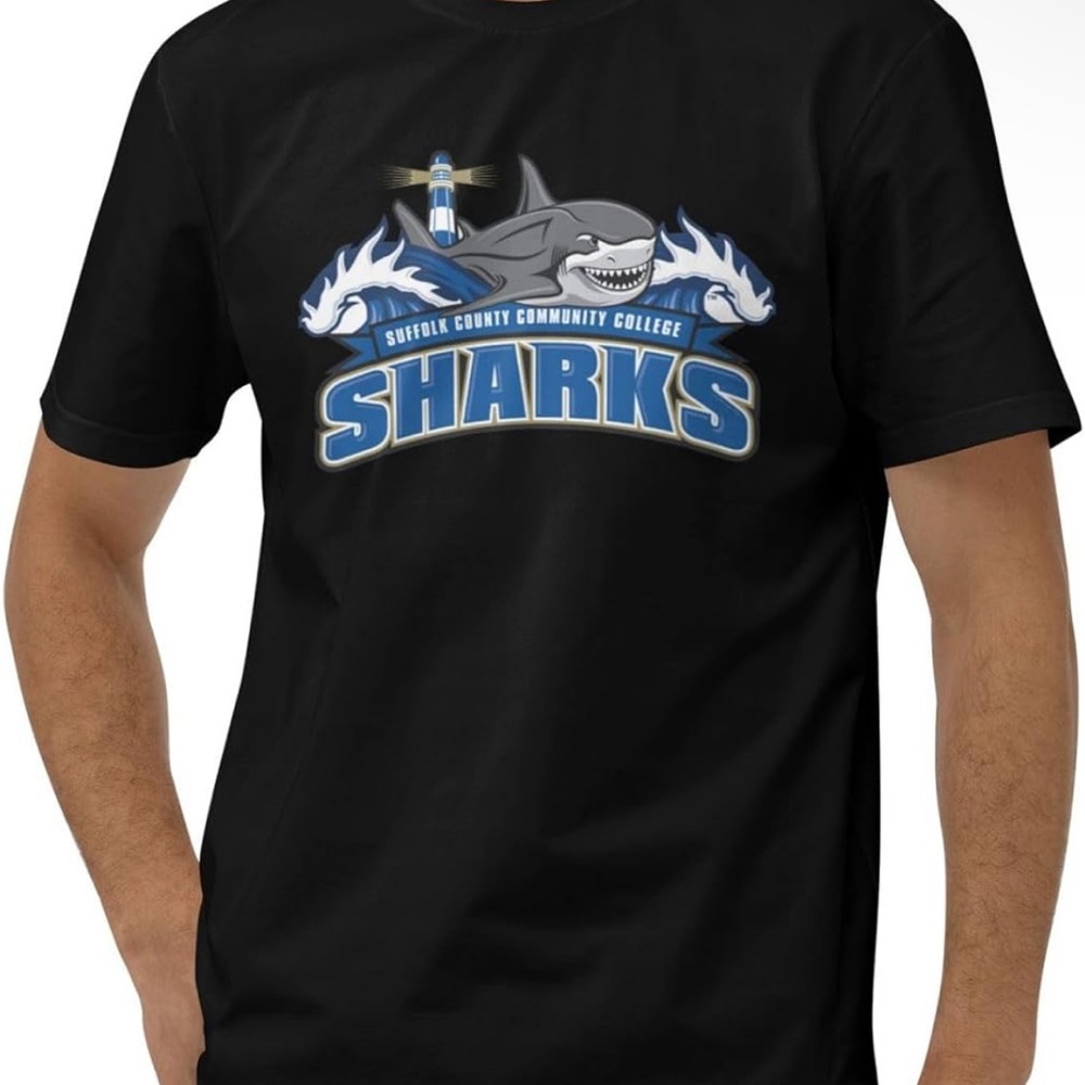 Suffolk County Community College Sharks Black Graphic Tee